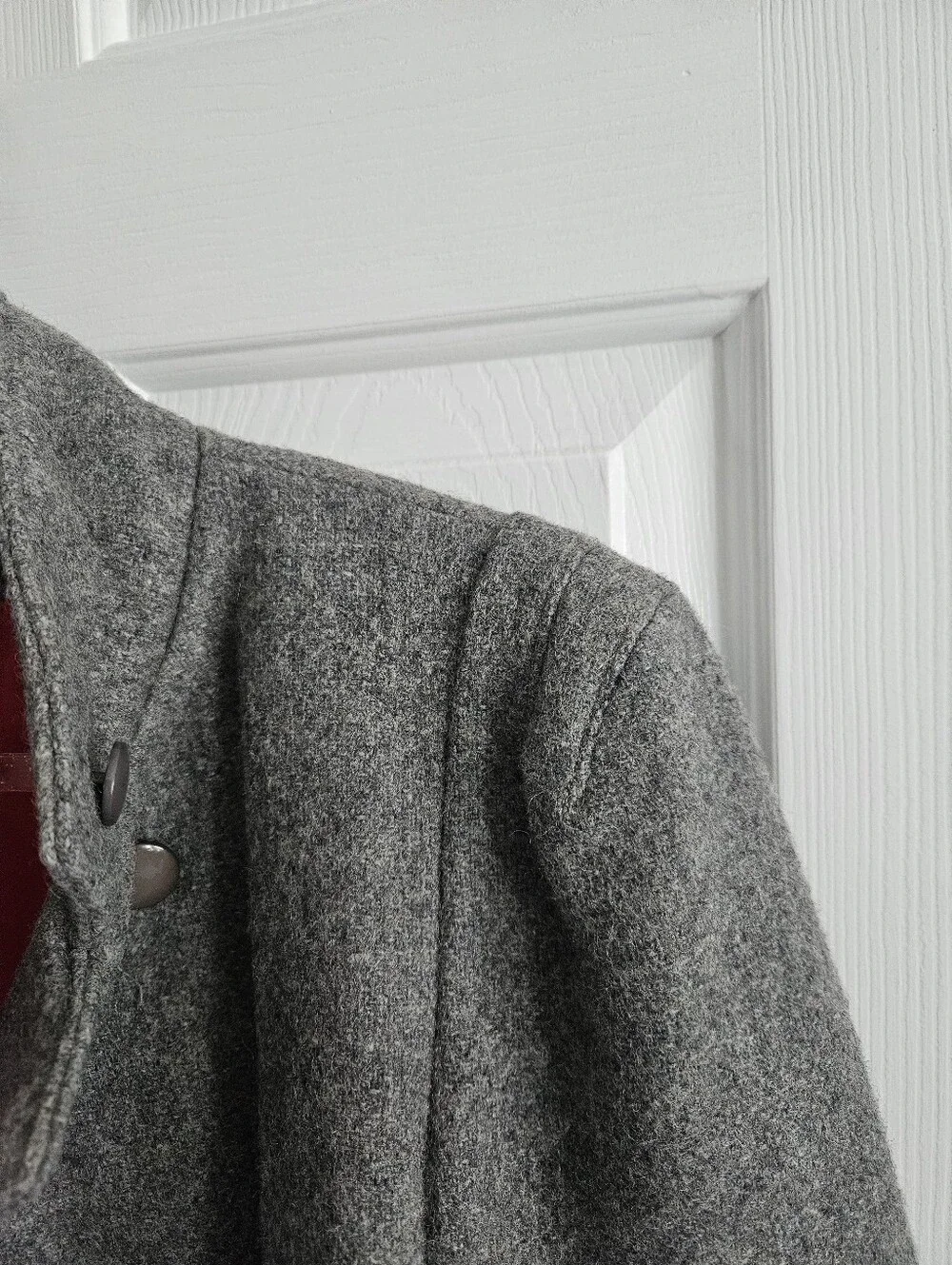 Vintage 1980s Military Gray Wool Car Coat/Overcoat